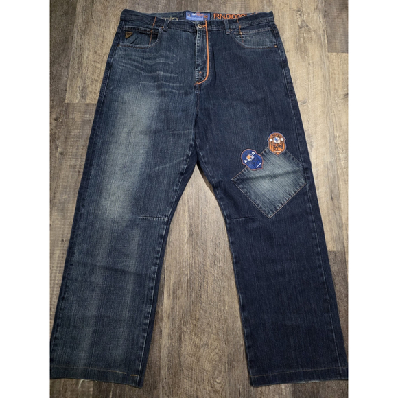 AkDMKS Men's 42X34 Wide Leg Streetwear Denim Jeans 90’s Akademiks SB - Picture 1 of 11